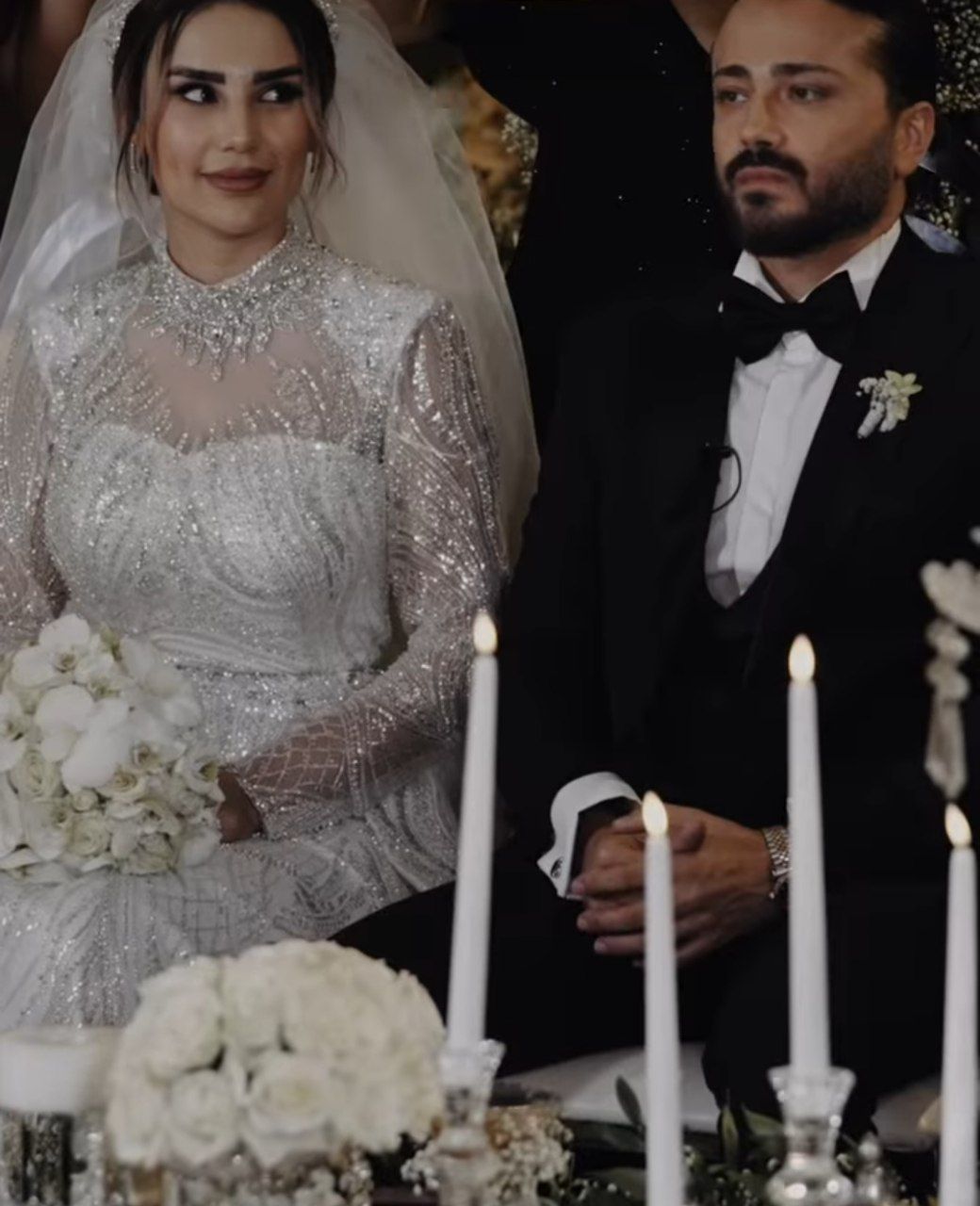 عکس عروسی مجید رضوی لو رفت / درخشش لباس عروس جدید همسرش!