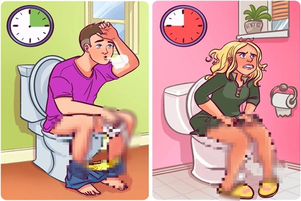 تفاوت بین زنان و مردان با طولانی شدن زمان توالت